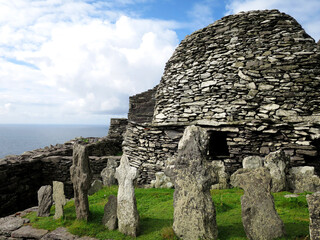 Remains of the Skellig Michael monastery on Skellig Michael, Ireland