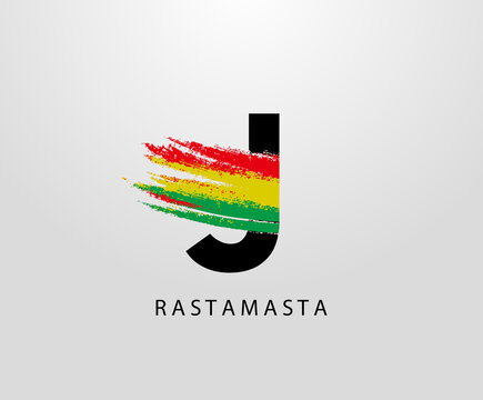 J Letter Logo With Splatter and Rasta Color. Letter J Reggae
