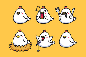 Cute cartoon chicken set