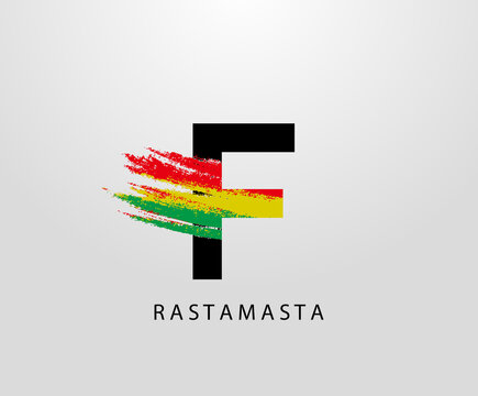 F Letter Logo With Splatter and Rasta Color. Letter F Reggae
