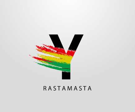 Y Letter Logo With Splatter and Rasta Color. Letter Y Reggae