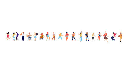 Dancing people vector isolated illustration. Musicians flat illustration