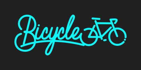 Abstract Hand Written Word Bicycle Vector Illustration. Typography Illustration As Logotype