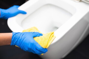 Image of using cleaning a water closet .