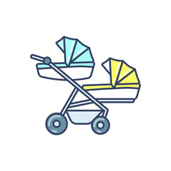 color icon, baby carriage Trolley for Twins