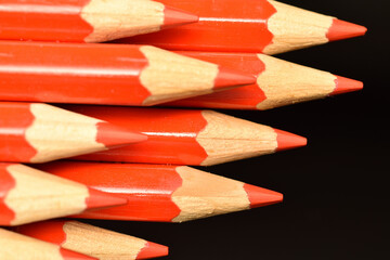 Stationery, close-up, isolated on black background.