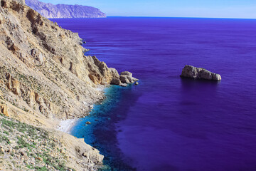 The cliffs by the coast of Amorgos island, Greece
