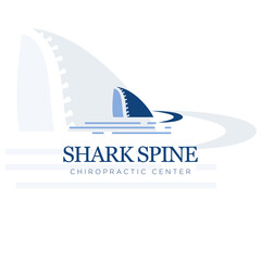 shark spine logo, creative fin eith negative space back bone vector