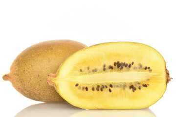 Ripe sweet organic kiwi, close-up, isolated on white.