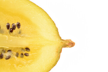 Ripe sweet organic kiwi, close-up, isolated on white.
