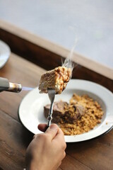 Marshmallows quemado con soplete.