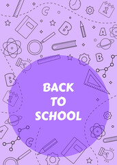 Back to school flyer template with different school objects. school banner.