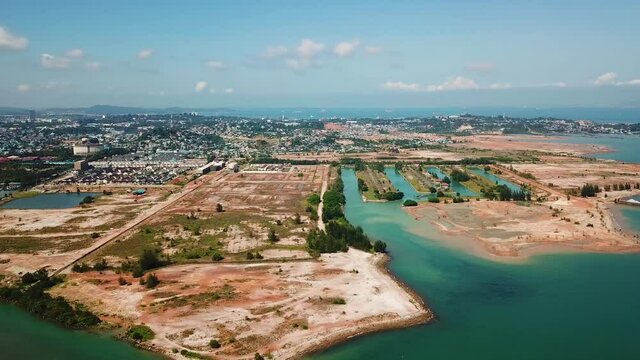 Aerial shot of developing island Nongsa Batam Indonesia