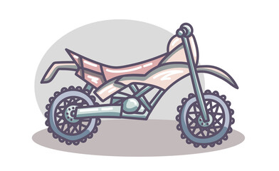 Hand drawn motorcycle. Cute doodle isolated on white background.