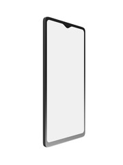 Touchscreen smartphone, mobile with blank screen isolated on white background
