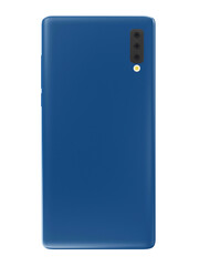 Back view of modern smartphone, mobile isolated on white background