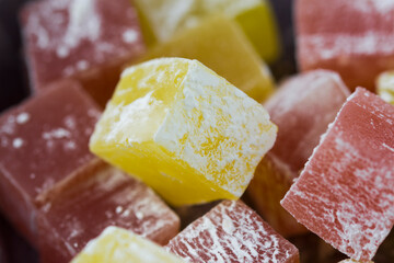 Turkish delight - colorful jelly cubes called lokum.