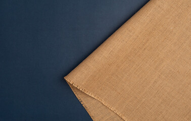 Natural linen texture roll with blue background color