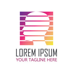 brain logo with text space for your slogan or tag line, vector illustration