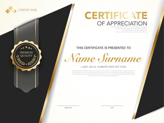 diploma certificate template red and gold color with luxury and modern style vector image, suitable for appreciation.  Vector illustration.