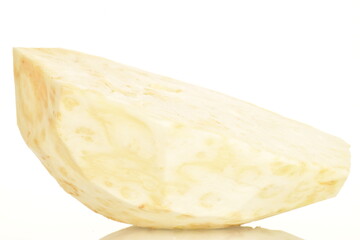Celery root, close-up, isolated on white
