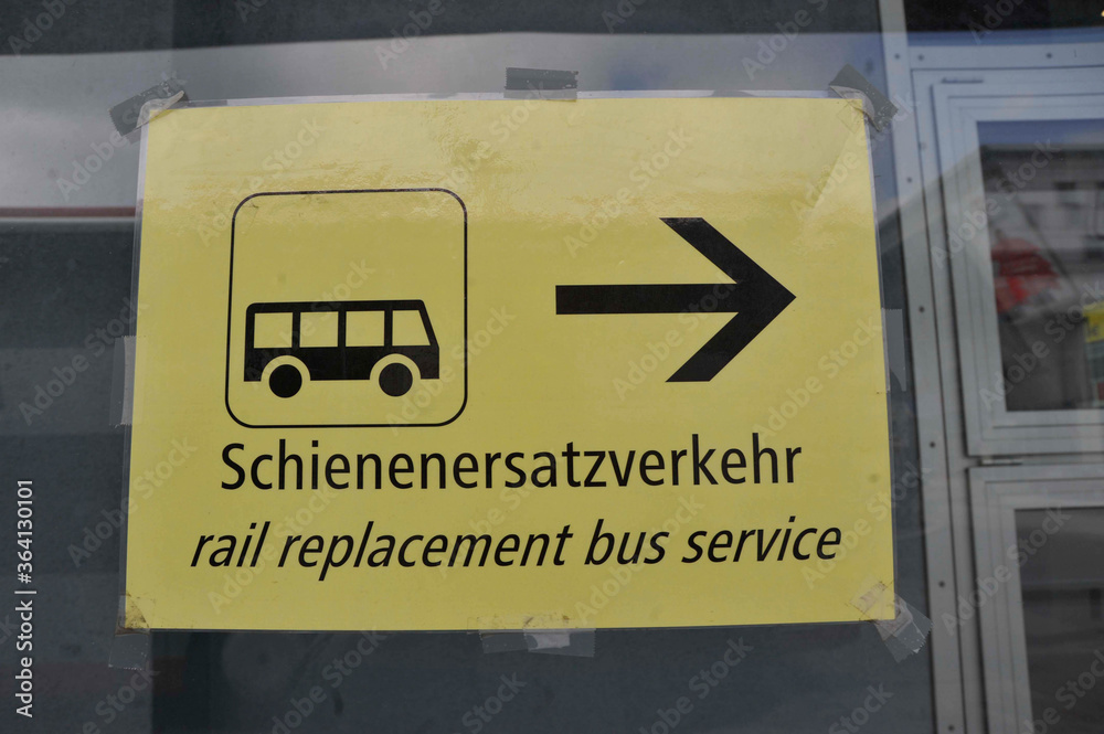 Wall mural rail replacement bus service sign