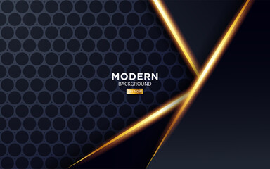 luxury premium abstract black vector background banner, with gold line.Overlap layers with paper effect.Realistic light effect on textured circle background.vector illustration.