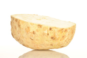 Celery root, close-up, isolated on white