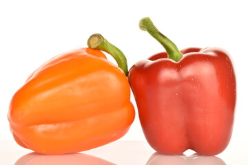 Sweet bell pepper, close-up, isolated on white.