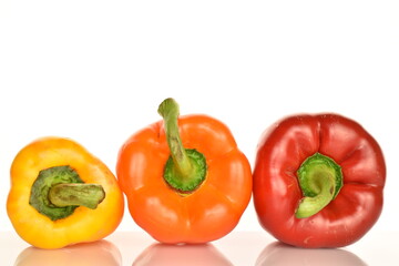 Sweet bell pepper, close-up, isolated on white.