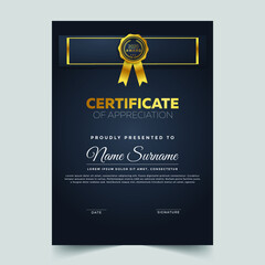 Certificate of achievements design template with geometric shapes and elements