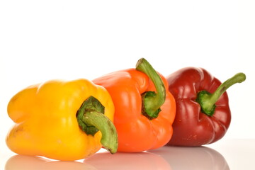Sweet bell pepper, close-up, isolated on white.