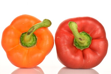 Sweet bell pepper, close-up, isolated on white.