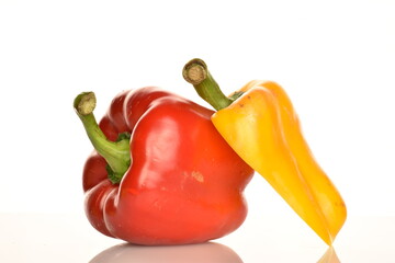 Sweet bell pepper, close-up, isolated on white.