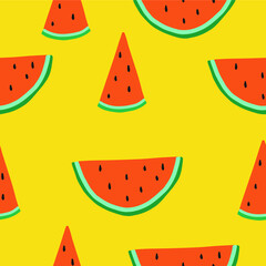 Sliced sliced watermelon on a yellow background