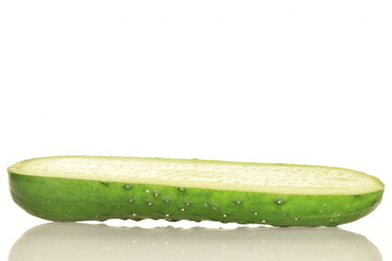 Fresh green cucumbers, close-up, isolated on white.