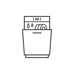 Dishwasher kitchen household domestic appliances thin line icon