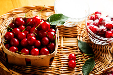 cherries with sugar, jam making