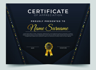 Certificate of appreciation design template with modern shapes