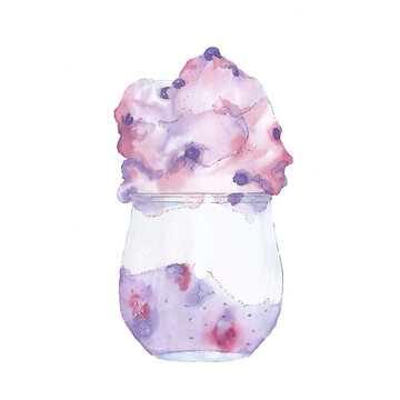 Ice cream. Watercolor illustration with the taste of summer.