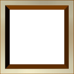 BROWN AND WHITE 3D SQUARE FRAME WITH WHITE BACKGROUND
