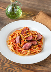 Steak linguine pasta