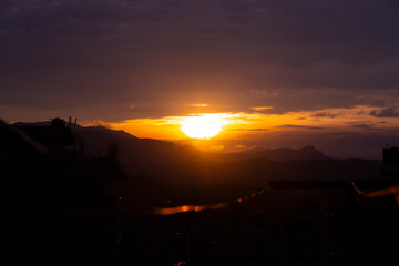 sun set over the mountains 