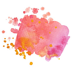 Colorful abstract watercolor stain with splashes and spatters. Modern creative background for trendy design.