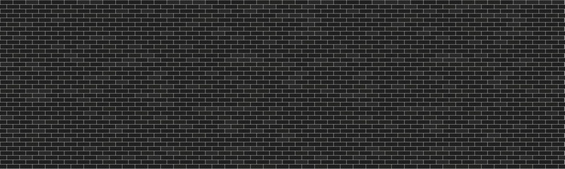 Panorama black and dark grey brick wall, Wallpaper background vector illustration.