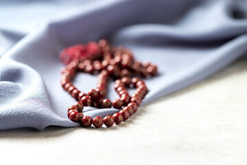 Muslim cheng chof christmas tree fabric. Islamic concept. Poster, banner, postcard.