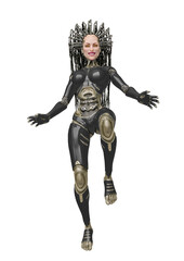 Fototapeta premium super cyborg is floating in the air