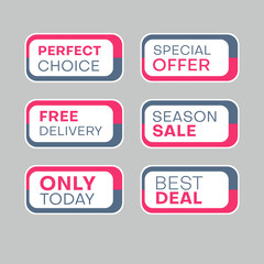 Set of discount labels. Timeless easy-to-read design.