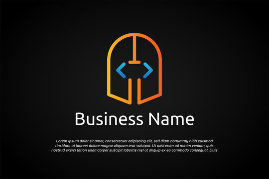 Unique Colorful Warrior Coding Logo Template