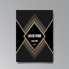 Art Deco page template, retro  style for web and print, city and the lights pattern with golden lines.